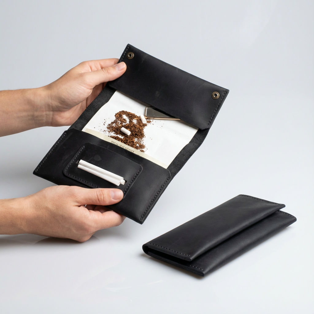 Gerçek Deri Tütün Saklama Çantası Hakiki Deri Tütünlük