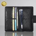 PORTFÖY Telefon Bölmeli Hakiki Deri Uzun Cüzdan - Yılan Desenli ve Çıtçıtlı