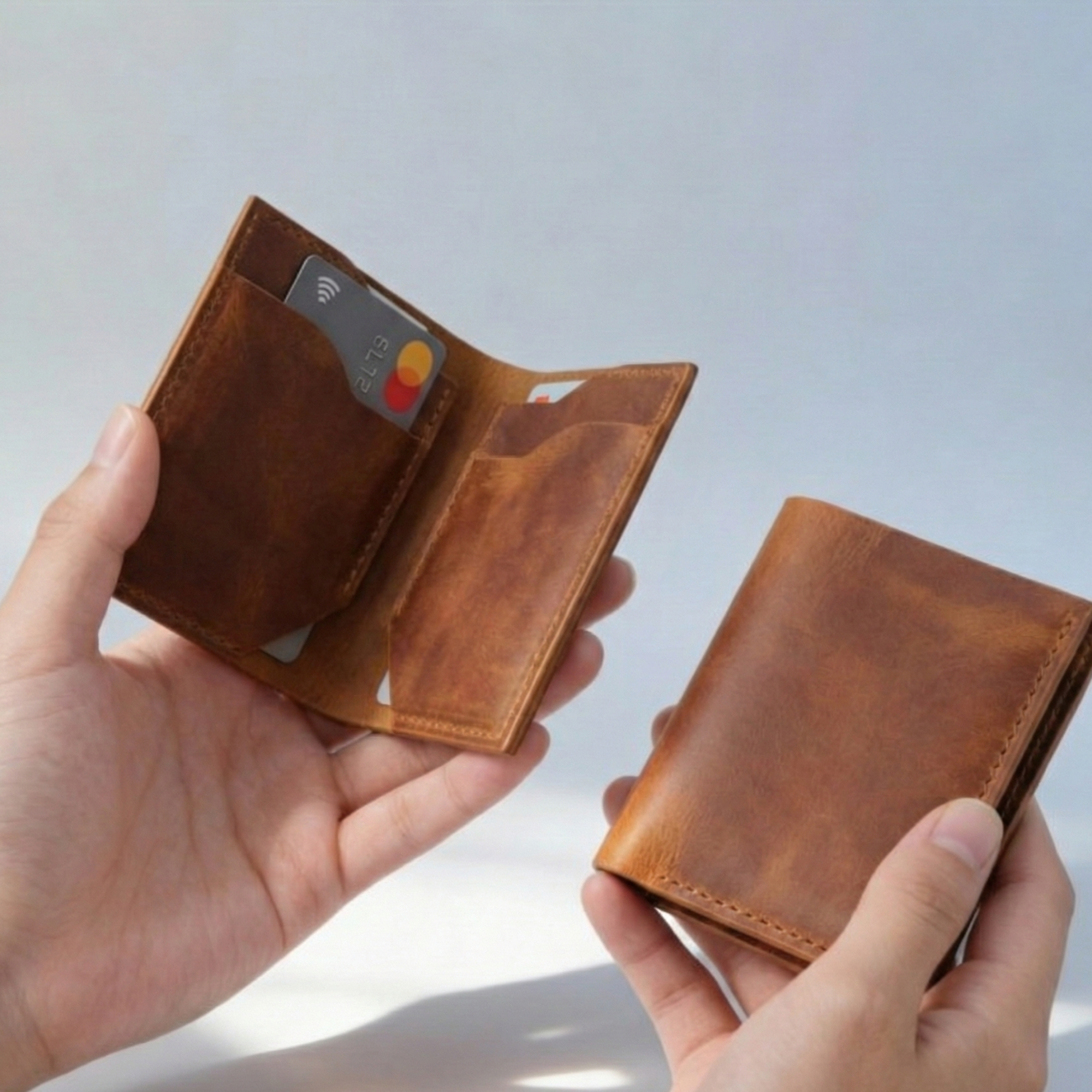 4 Kart Bölmeli Premium Gerçek Deri Cüzdan – Hakiki Deri, İnce ve Şık Tasarım