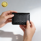 PERLA Hakiki Deri Siyah Katlanır Kartlık - 4 Bölmeli Slim Tasarım