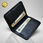 PERLA Hakiki Deri Siyah Katlanır Kartlık - 4 Bölmeli Slim Tasarım