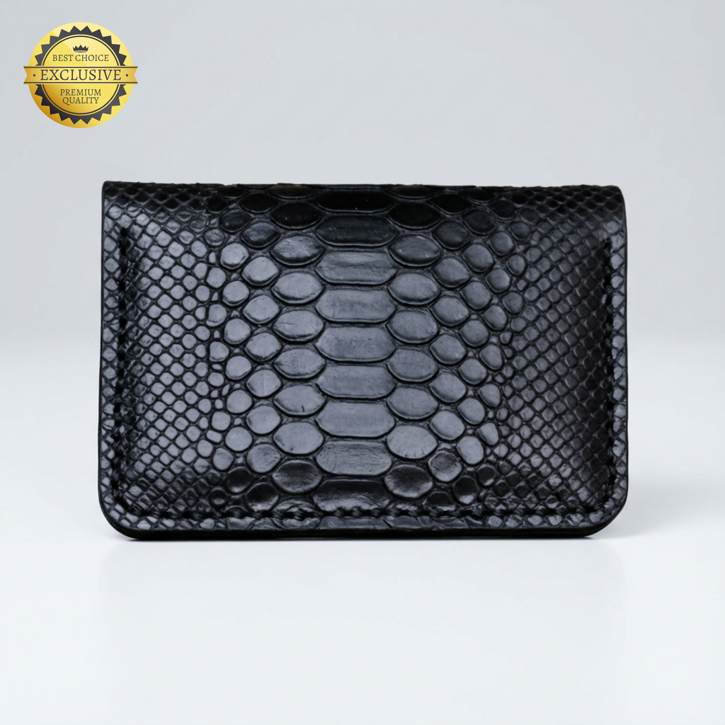 PERLA Hakiki Deri Siyah Katlanır Kartlık - 4 Bölmeli Slim Tasarım