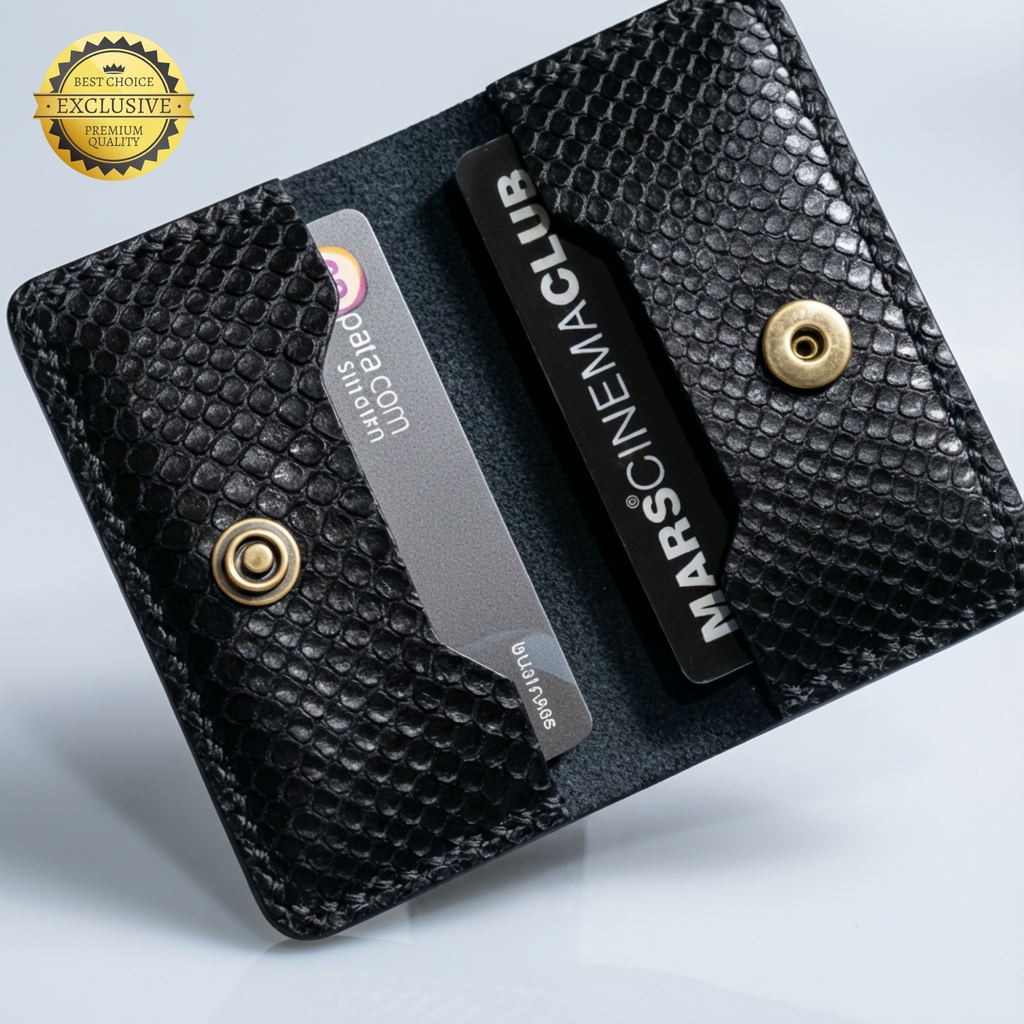 XFOLD Yılan Derisi Baskılı İşlemeli El Yapımı Hakiki Deri Kartlık