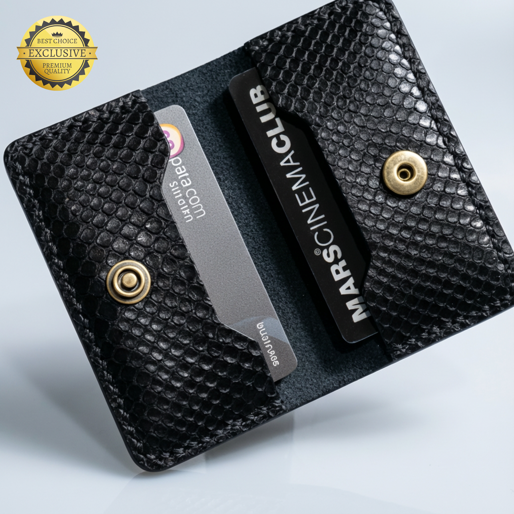 XFOLD Yılan Derisi Baskılı İşlemeli El Yapımı Hakiki Deri Kartlık