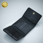 3 FOLD Yılan Derisi Baskılı İşlemeli El Yapımı Deri Cüzdan