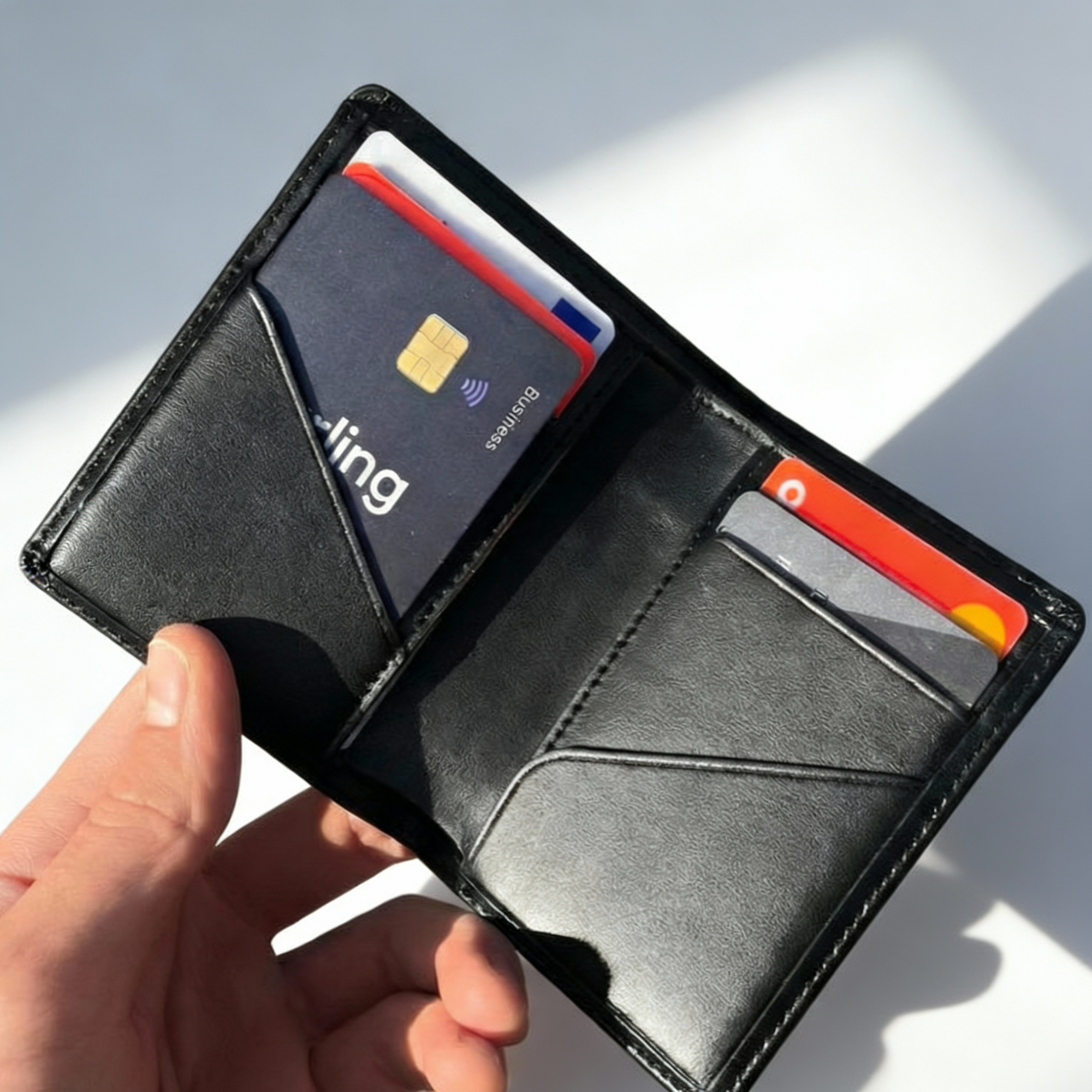 Oliver Dikey Slim Cüzdan - 8.5x10.5cm 6 Kart Bölmeli Hakiki Deri Cüzdan