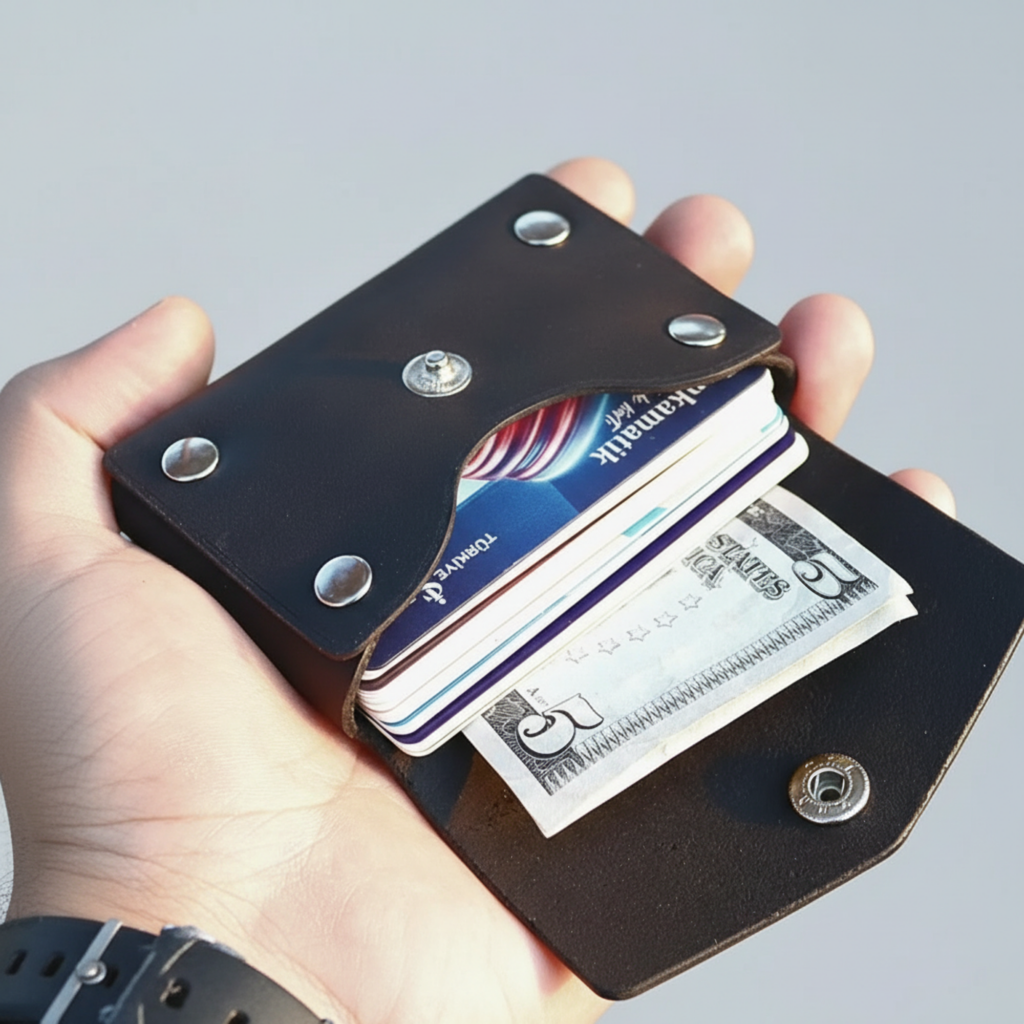 OLMECA Dikişsiz Premium Hakiki Deri Kartlık