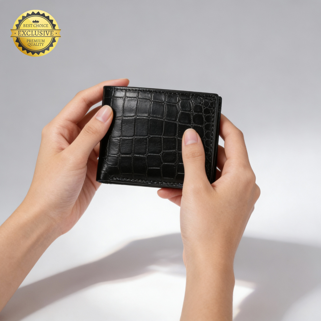 GENTLEMAN Yılan Derisi Baskılı El Yapımı Hakiki Deri Cüzdan